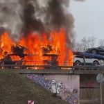 В Германии горел автовоз дальнобойщика из Беларуси