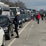 Очередь автобусов на границе из Бреста в Польшу, 25 марта 2025