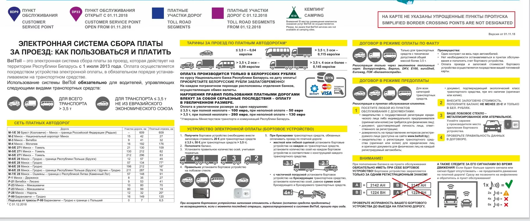 Информация о платной дороге в Беларуси
