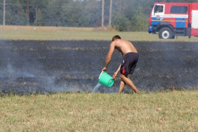 Одни поливали водой, другие сбивали пламя ветками
