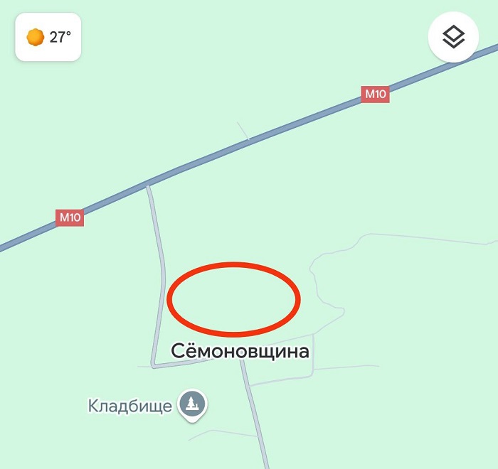 Место пожара на карте