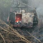В Столинском районе горел гусеничный тягач-вездеход