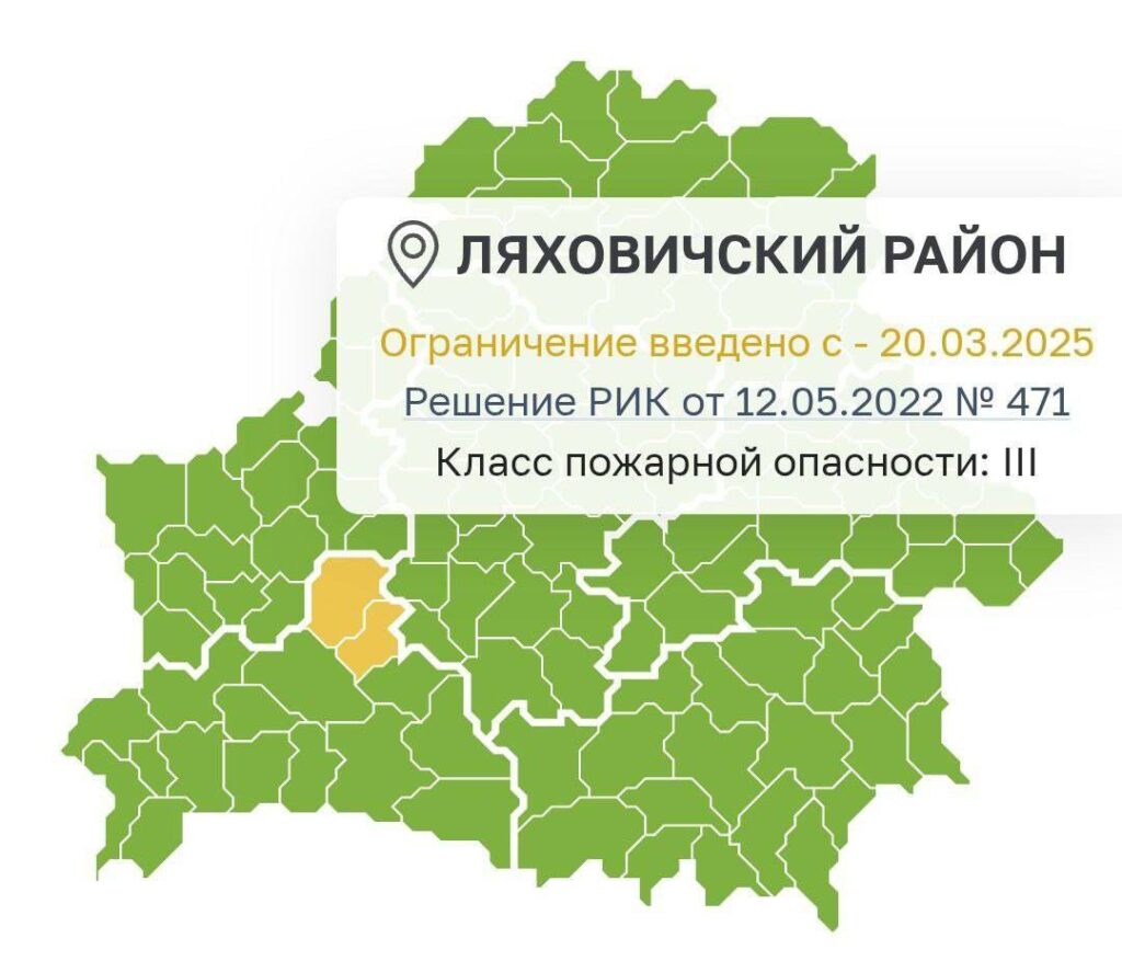 Ограничение на посещение лесов в Ляховичском районе ограничение на посещение лесов