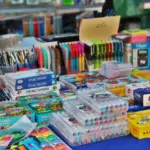 Торговая витрина с канцелярскими и школьными товарами