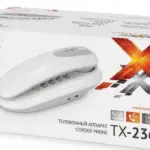 Упаковка стационарного телефона teXet TX-236, запрещённого к продаже в Беларуси