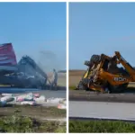 Фура врезалась в погрузчик под Гродно