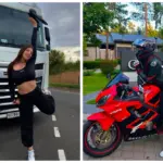 Байкерша села за фуру