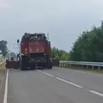 Комбайн на дороге