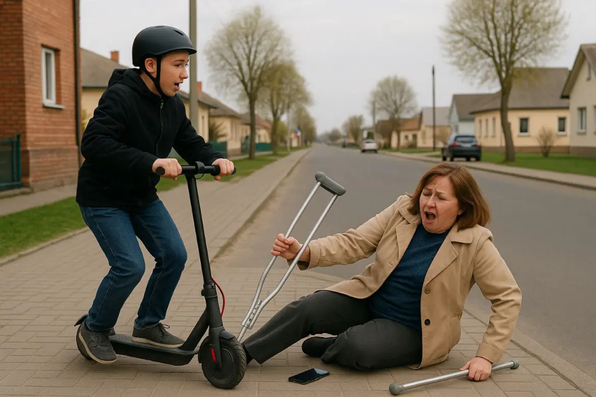 Школьник на электросамокате