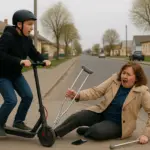 Школьник на электросамокате