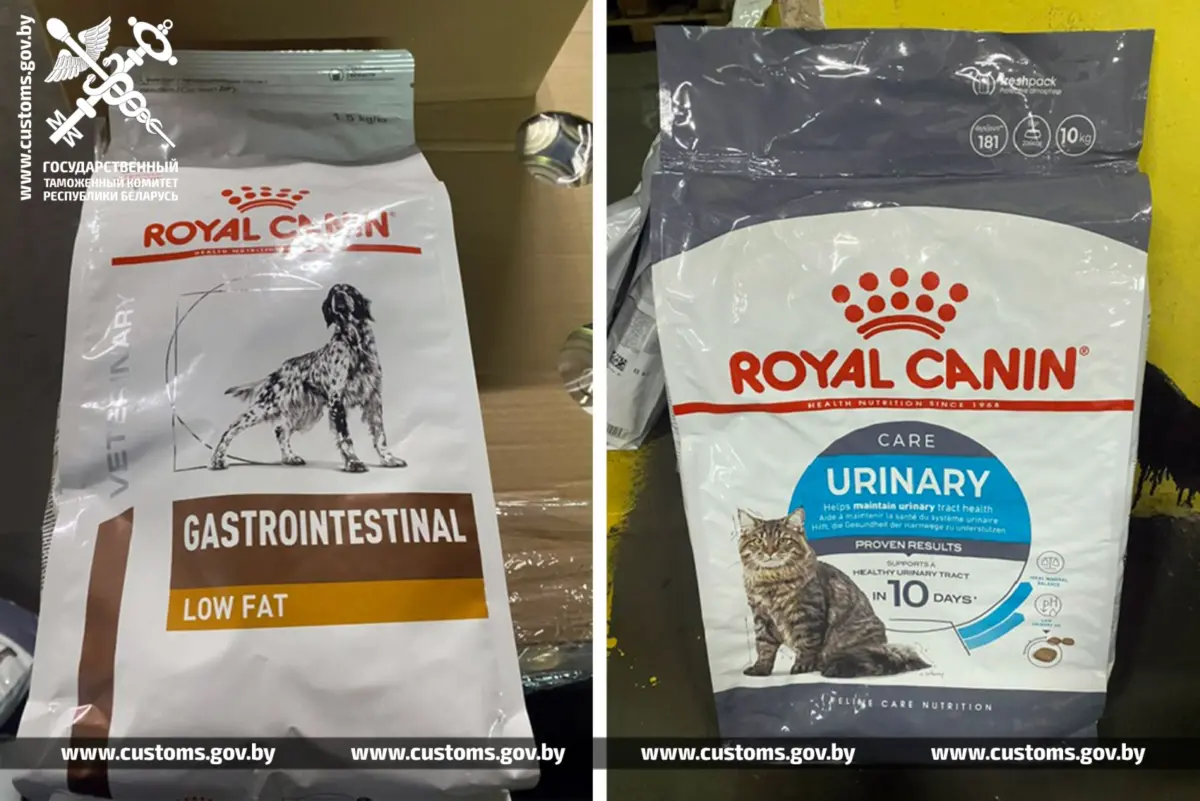 упаковки корма Royal Canin для собак и кошек, изъятые таможней