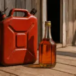 канистра бензина и бутылка