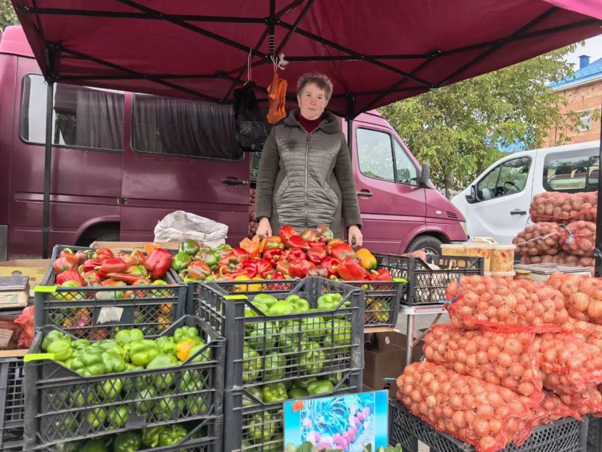 прилавок с овощами