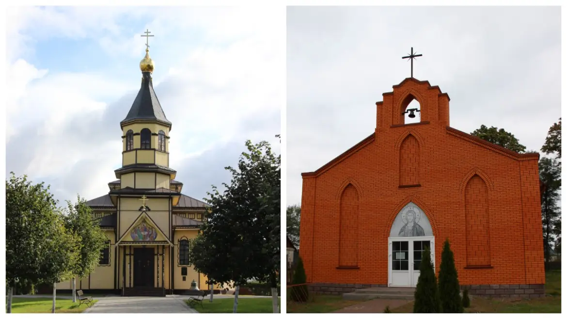 Церковь и костёл в Телеханах