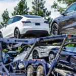 Фото автовоза, перевозящего несколько электромобилей