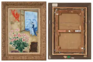 Шагал «Помолвленные с красным ангелом».