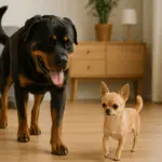 ротвейлер и чихуахуа в квартире
