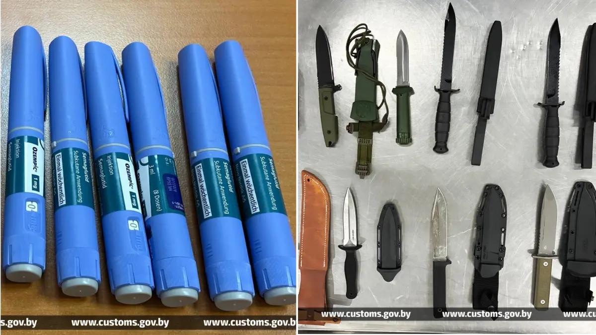 шприцы Ozempic и коллекция ножей