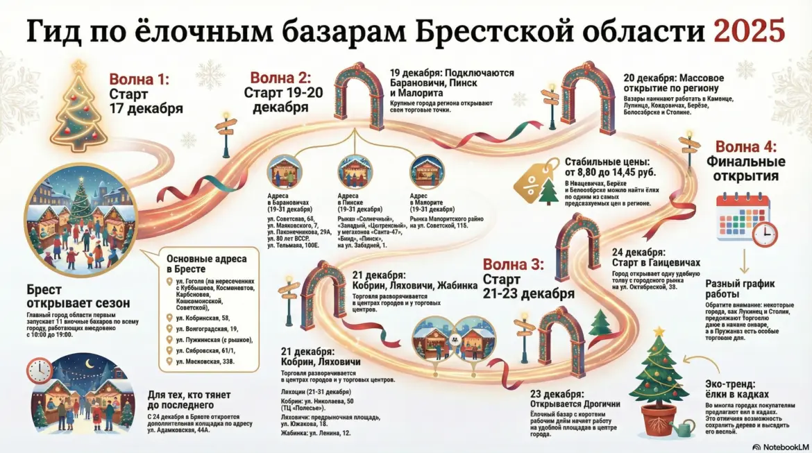 Где будут продавать новогодние ели в Брестской области ёлочные базары